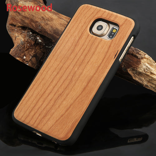 New Fashion Hard Protector Cover Genuine Rosewood Cherry Wood carbonized bamboo Wooden Shell Case For Samsung Galaxy S6 S6 edge