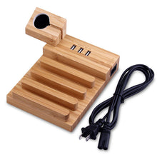 Robotsky 100% Natural Bamboo Charging Dock Station Bracket Cradle Stand Phone Holder For iPhone 5 6 7 8 Plus For i watch